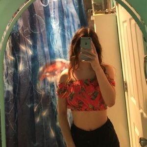 Super cute floral bandeau top with sleeves